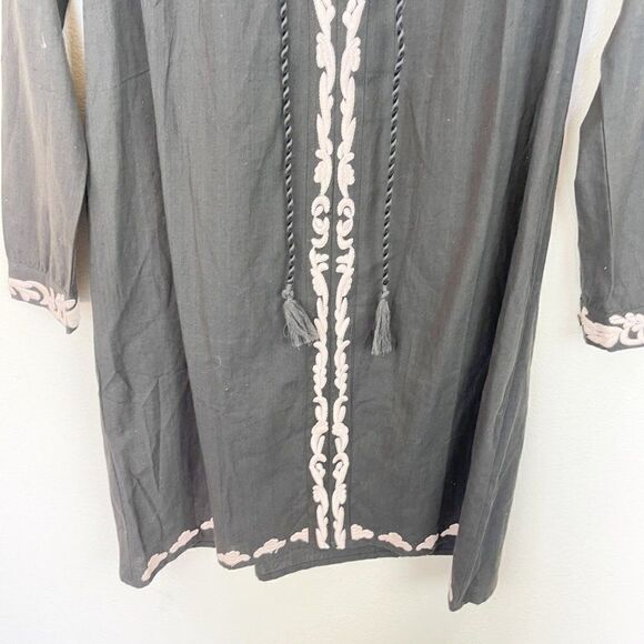 Raga Embroidered Mini Long Sleeve Grey Dress Cotton Small NWT - Picture 4 of 10